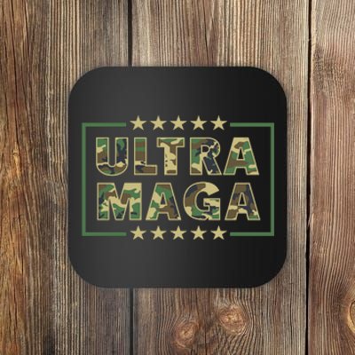 Ultra MAGA Military Camouflage Pro Donald Trump 2024 Coaster