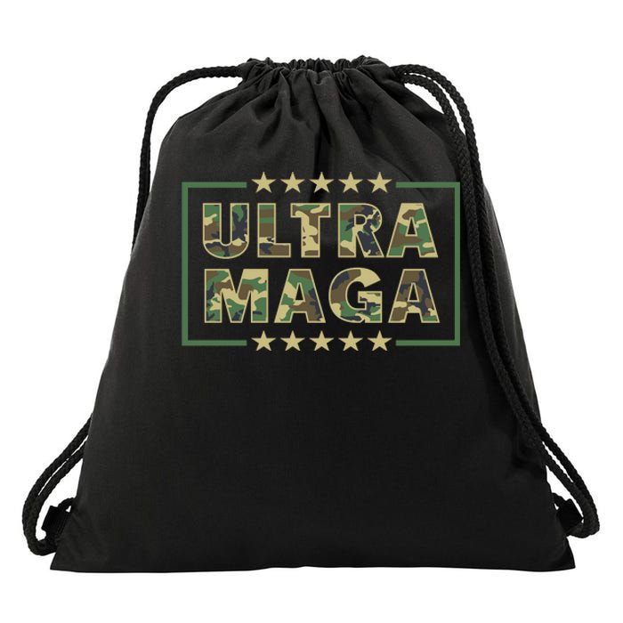 Ultra MAGA Military Camouflage Pro Donald Trump 2024 Drawstring Bag