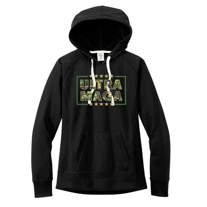 Ultra MAGA Military Camouflage Pro Donald Trump 2024 Women's Fleece Hoodie