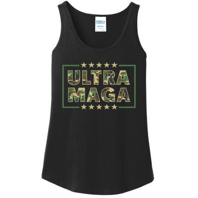 Ultra MAGA Military Camouflage Pro Donald Trump 2024 Ladies Essential Tank