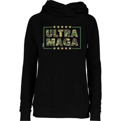 Ultra MAGA Military Camouflage Pro Donald Trump 2024 Womens Funnel Neck Pullover Hood