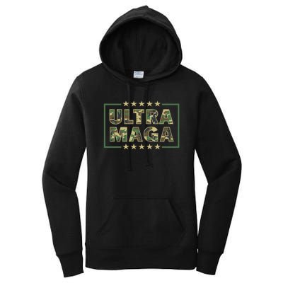 Ultra MAGA Military Camouflage Pro Donald Trump 2024 Women's Pullover Hoodie