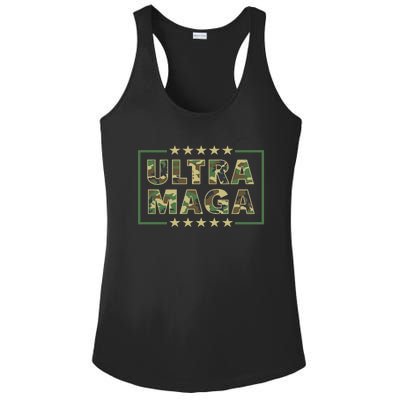 Ultra MAGA Military Camouflage Pro Donald Trump 2024 Ladies PosiCharge Competitor Racerback Tank