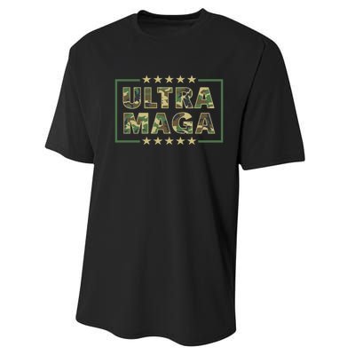 Ultra MAGA Military Camouflage Pro Donald Trump 2024 Performance Sprint T-Shirt