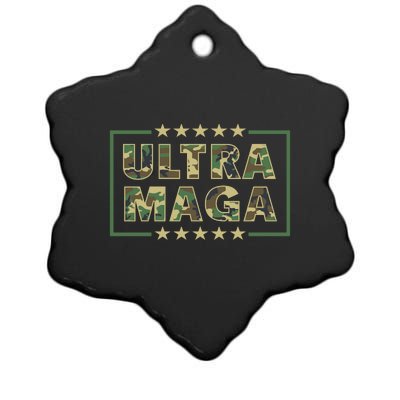 Ultra MAGA Military Camouflage Pro Donald Trump 2024 Ceramic Star Ornament