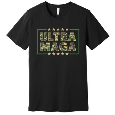 Ultra MAGA Military Camouflage Pro Donald Trump 2024 Premium T-Shirt