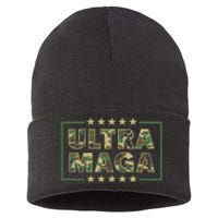 Ultra MAGA Military Camouflage Pro Donald Trump 2024 Sustainable Knit Beanie