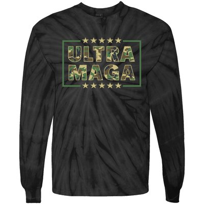 Ultra MAGA Military Camouflage Pro Donald Trump 2024 Tie-Dye Long Sleeve Shirt