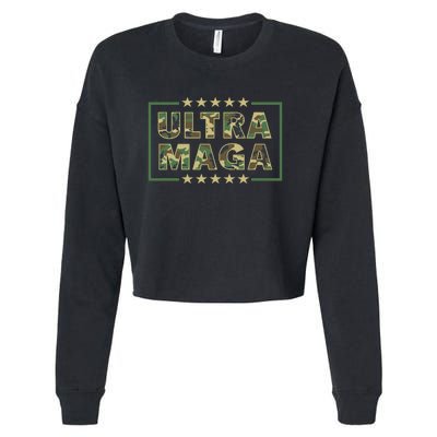 Ultra MAGA Military Camouflage Pro Donald Trump 2024 Cropped Pullover Crew