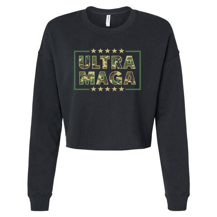 Ultra MAGA Military Camouflage Pro Donald Trump 2024 Cropped Pullover Crew