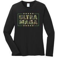 Ultra MAGA Military Camouflage Pro Donald Trump 2024 Ladies Long Sleeve Shirt