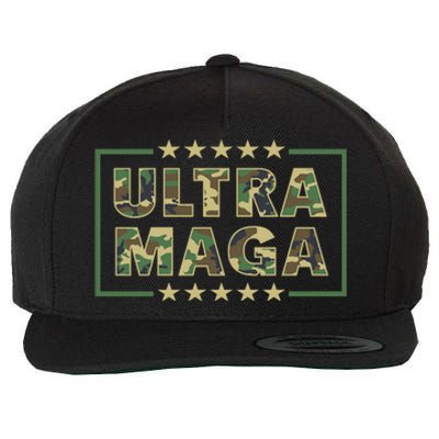 Ultra MAGA Military Camouflage Pro Donald Trump 2024 Wool Snapback Cap