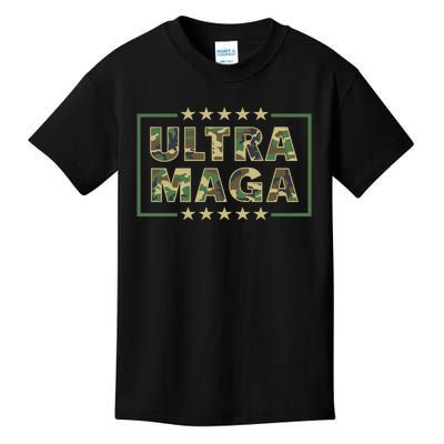 Ultra MAGA Military Camouflage Pro Donald Trump 2024 Kids T-Shirt