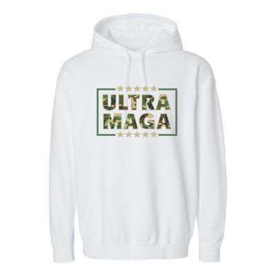 Ultra MAGA Military Camouflage Pro Donald Trump 2024 Garment-Dyed Fleece Hoodie