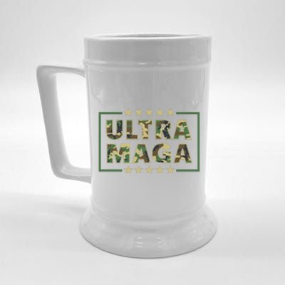 Ultra MAGA Military Camouflage Pro Donald Trump 2024 Beer Stein