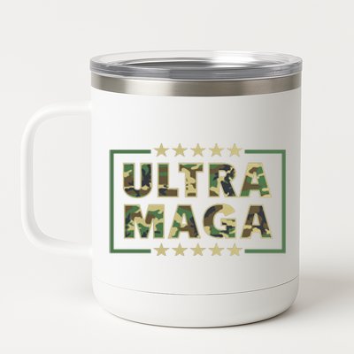 Ultra MAGA Military Camouflage Pro Donald Trump 2024 12 oz Stainless Steel Tumbler Cup