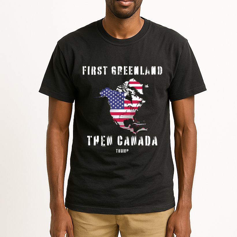 Updated Map Of America Canada And Greenland Trump Tall T-Shirt