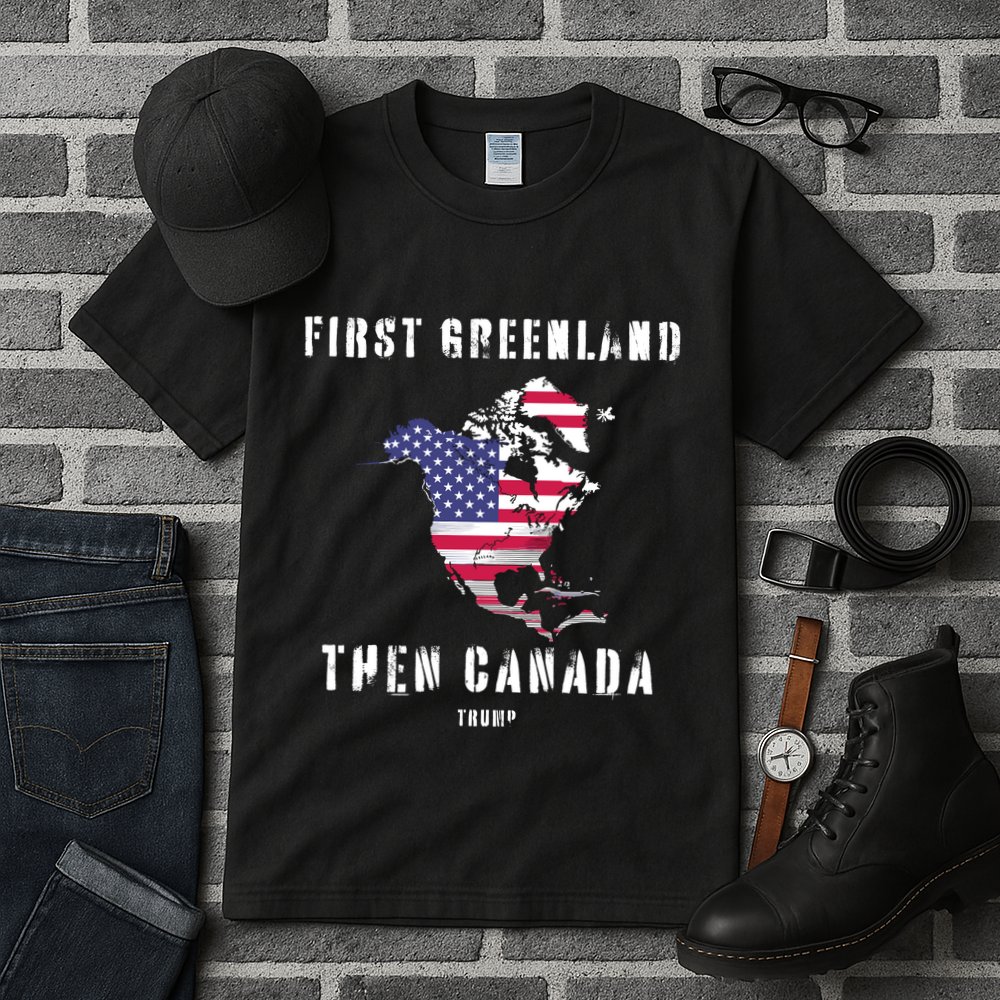 Updated Map Of America Canada And Greenland Trump Tall T-Shirt