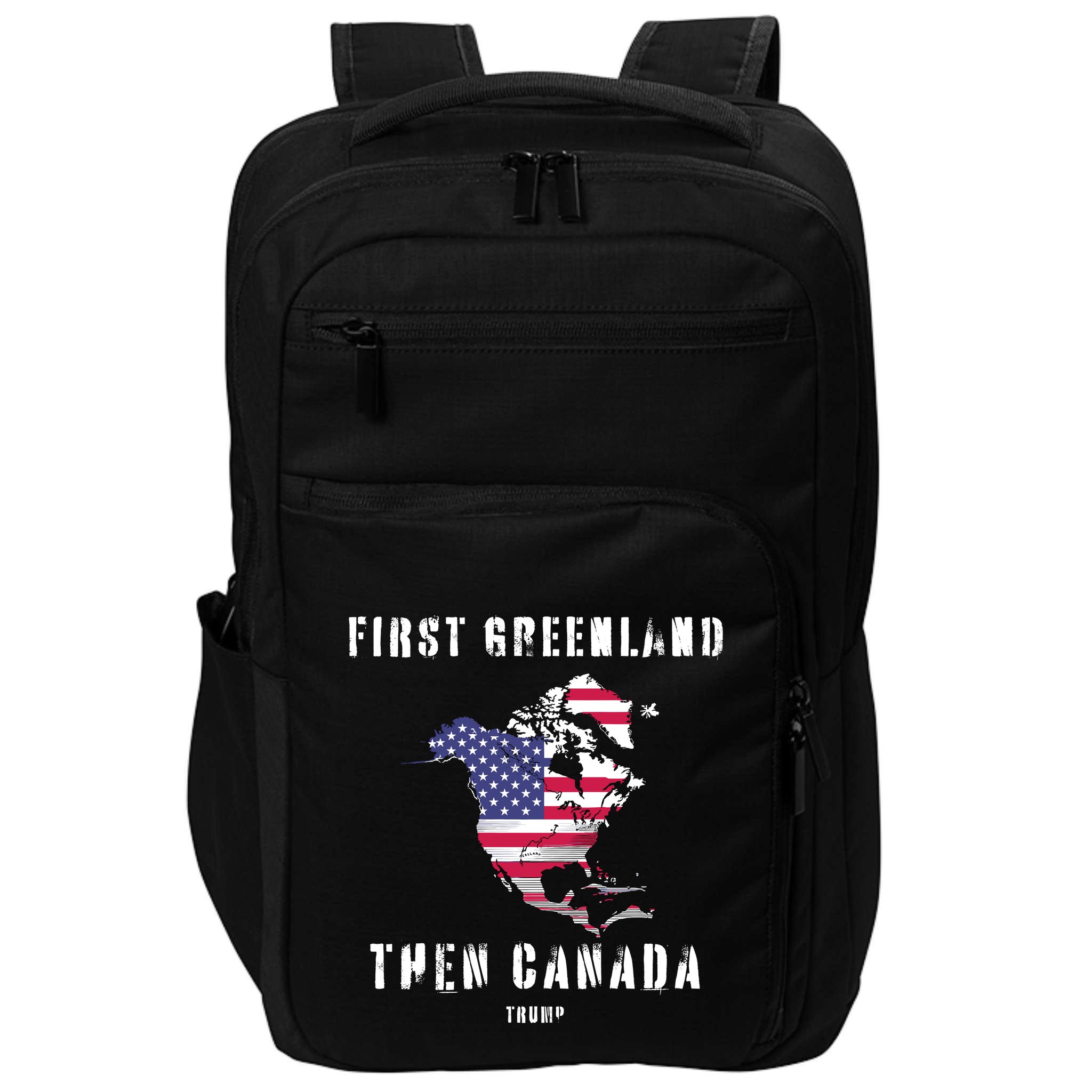 Updated Map Of America Canada And Greenland Trump Impact Tech Backpack