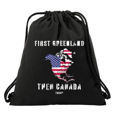 Updated Map Of America Canada And Greenland Trump Drawstring Bag