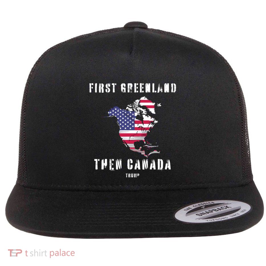Updated Map Of America Canada And Greenland Trump Flatbill Hat