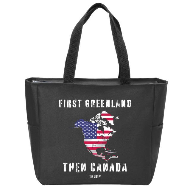 Updated Map Of America Canada And Greenland Trump Zip Tote Bag