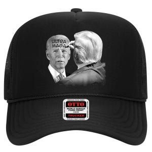 Ultra Maga Proud Ultra Maga Funny Biden Trump Meme High Crown Mesh Back Trucker Hat