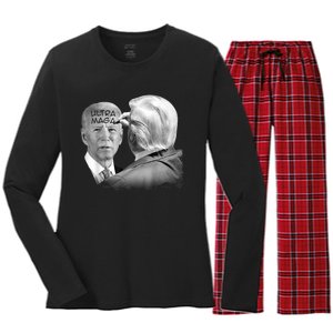 Ultra Maga Proud Ultra Maga Funny Biden Trump Meme Women's Long Sleeve Flannel Pajama Set 