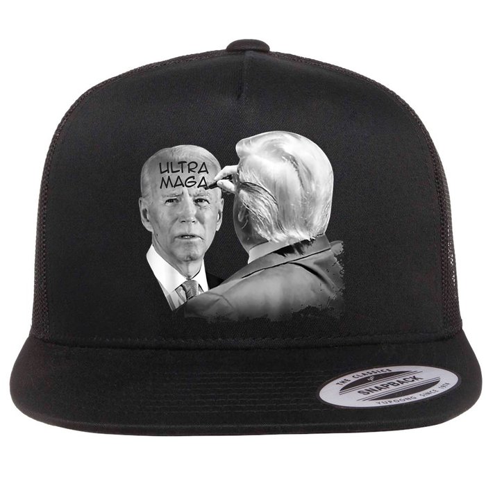 Ultra Maga Proud Ultra Maga Funny Biden Trump Meme Flat Bill Trucker Hat