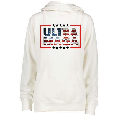 Ultra Maga Proud Patriotic American Flag Graphic UltraMaga Plus Size Shirts Womens Funnel Neck Pullover Hood