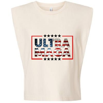 Ultra Maga Proud Patriotic American Flag Graphic UltraMaga Plus Size Shirts Garment-Dyed Women's Muscle Tee