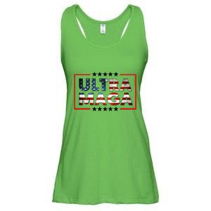 Ultra Maga Proud Patriotic American Flag Graphic UltraMaga Plus Size Shirts Ladies Essential Flowy Tank