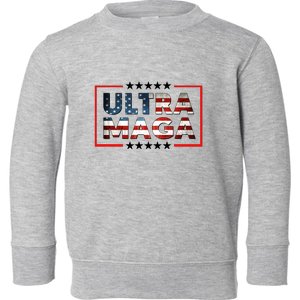 Ultra Maga Proud Patriotic American Flag Graphic UltraMaga Plus Size Shirts Toddler Sweatshirt