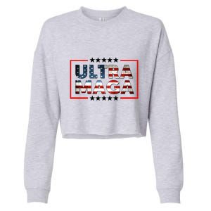 Ultra Maga Proud Patriotic American Flag Graphic UltraMaga Plus Size Shirts Cropped Pullover Crew