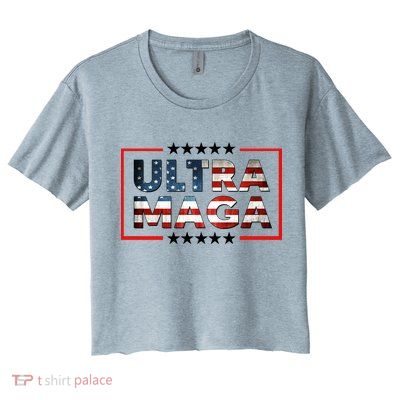 Ultra Maga Proud Patriotic American Flag Graphic UltraMaga Plus Size Shirts Crop Top