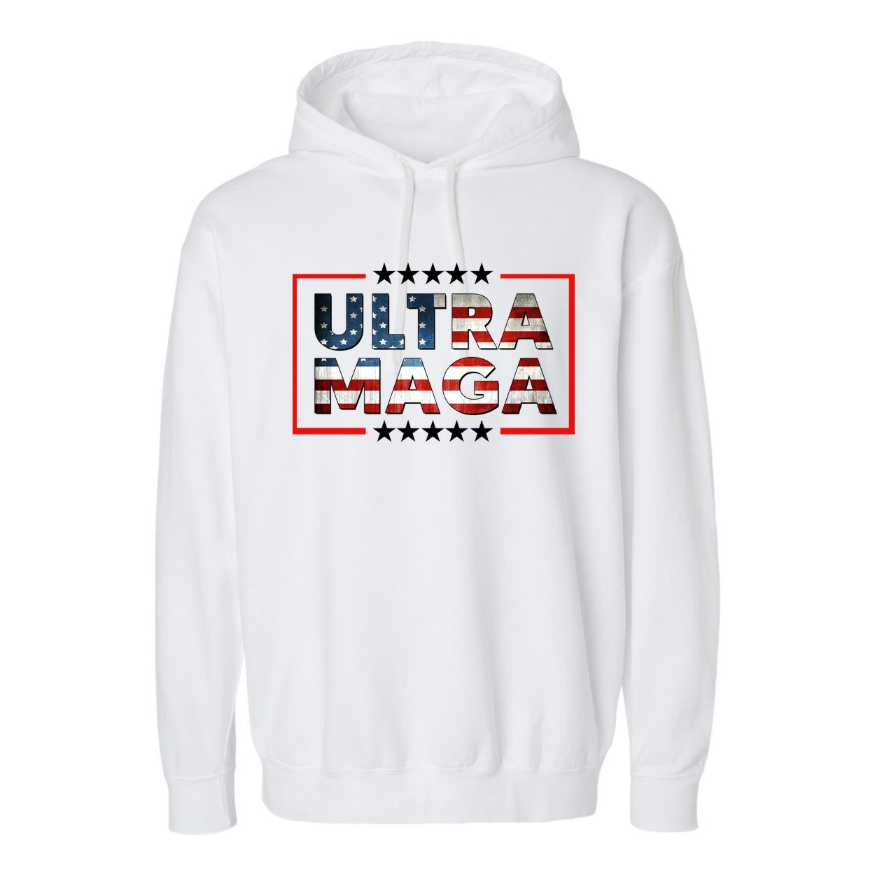 Ultra Maga Proud Patriotic American Flag Graphic UltraMaga Plus Size Shirts Garment-Dyed Fleece Hoodie