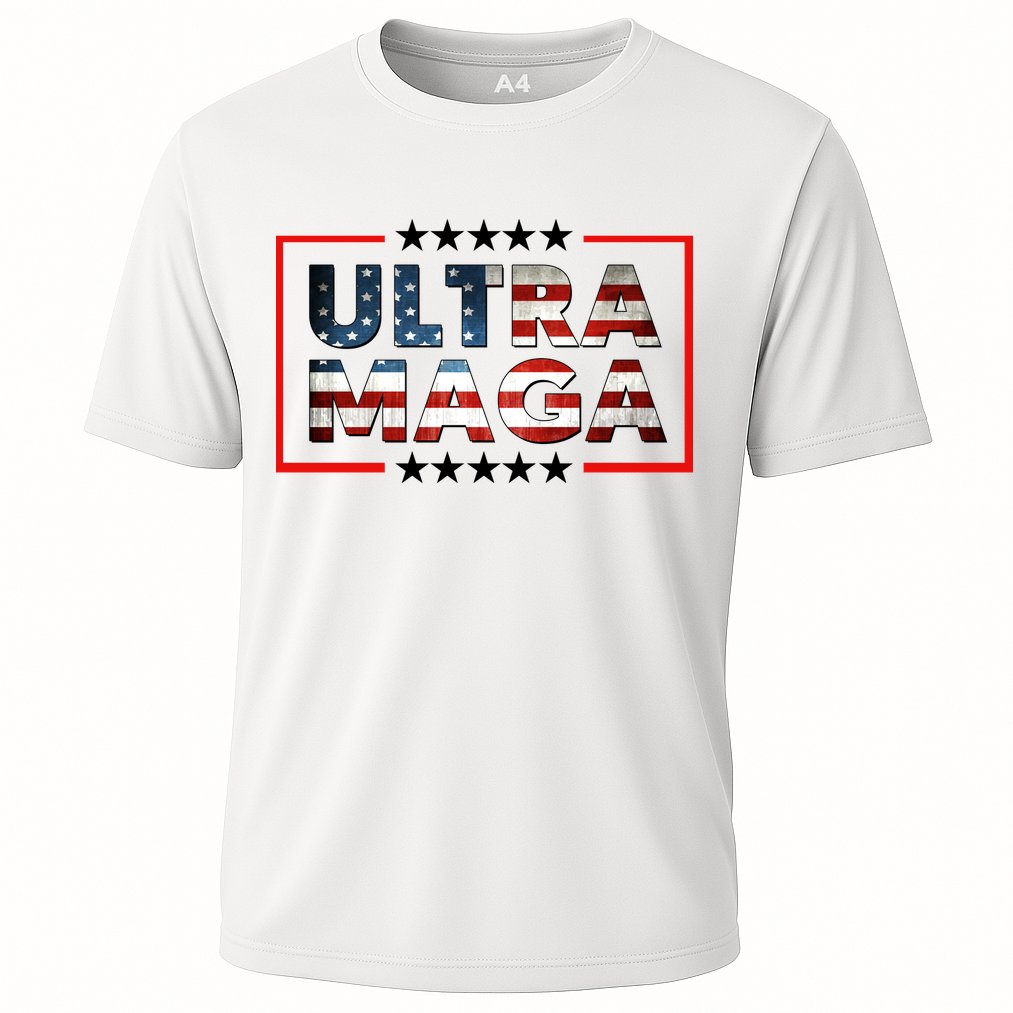 Ultra Maga Proud Patriotic American Flag Graphic UltraMaga Plus Size Shirts Cooling Performance Crew T-Shirt