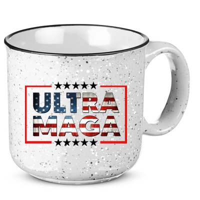 Ultra Maga Proud Patriotic American Flag Graphic UltraMaga Plus Size Shirts 15oz Campfire Ceramic Mug