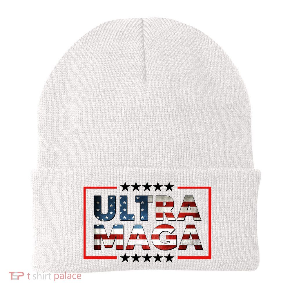 Ultra Maga Proud Patriotic American Flag Graphic UltraMaga Plus Size Shirts Beanie
