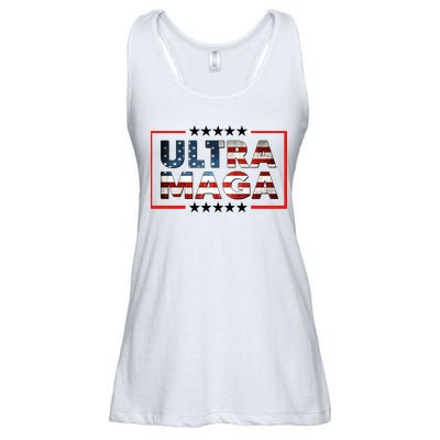 Ultra Maga Proud Patriotic American Flag Graphic UltraMaga Plus Size Shirts Ladies Essential Flowy Tank