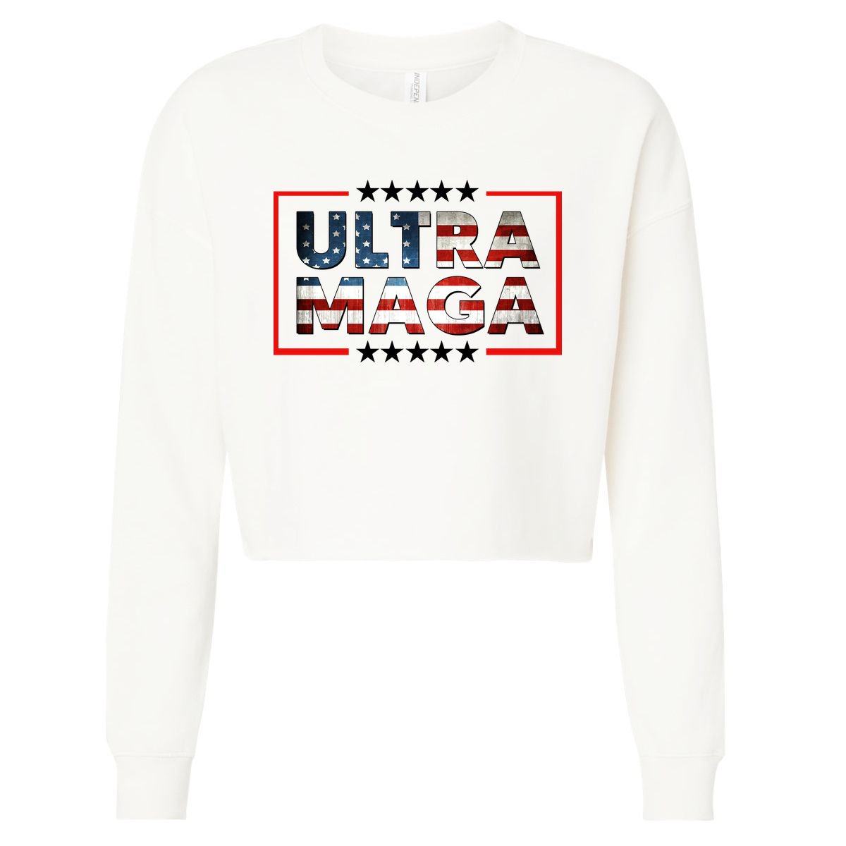 Ultra Maga Proud Patriotic American Flag Graphic UltraMaga Plus Size Shirts Cropped Pullover Crew