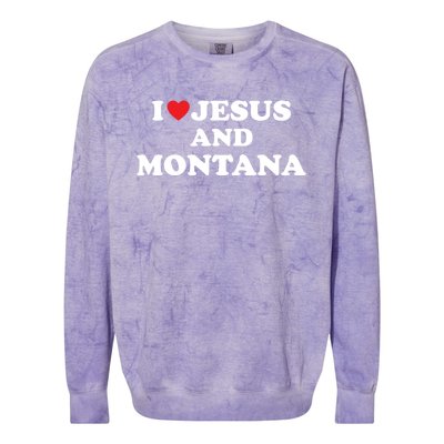 Usa Map Proud Christian Cool Gift I Love Jesus And Montana Cool Gift Colorblast Crewneck Sweatshirt