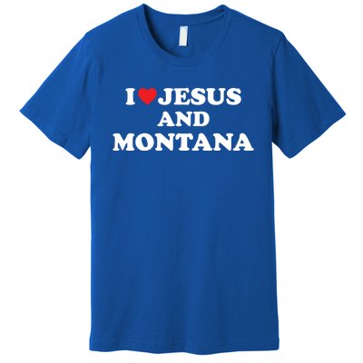 Usa Map Proud Christian Cool Gift I Love Jesus And Montana Cool Gift Premium T-Shirt