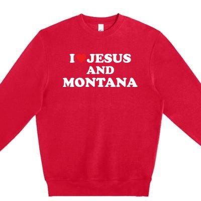 Usa Map Proud Christian Cool Gift I Love Jesus And Montana Cool Gift Premium Crewneck Sweatshirt