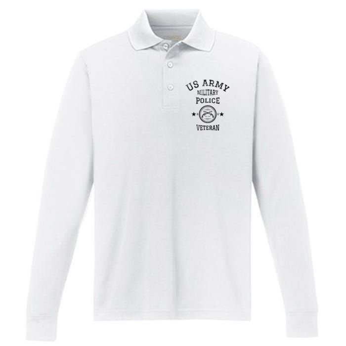 US Military Police Veteran Retired Police Officer Performance Long Sleeve Polo