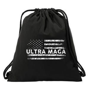 Ultra Maga Proud Ultra Maga Anti Biden Us Flag Pro Trump Drawstring Bag