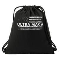 Ultra Maga Proud Ultra Maga Anti Biden Us Flag Pro Trump Drawstring Bag