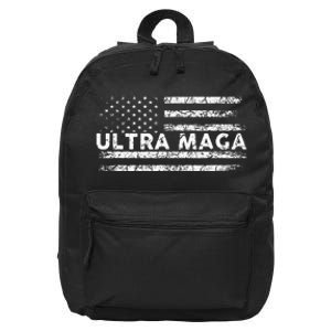 Ultra Maga Proud Ultra Maga Anti Biden Us Flag Pro Trump 16 in Basic Backpack