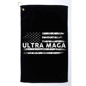 Ultra Maga Proud Ultra Maga Anti Biden Us Flag Pro Trump Platinum Collection Golf Towel