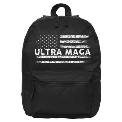 Ultra Maga Proud Ultra Maga Anti Biden Us Flag Pro Trump 16 in Basic Backpack